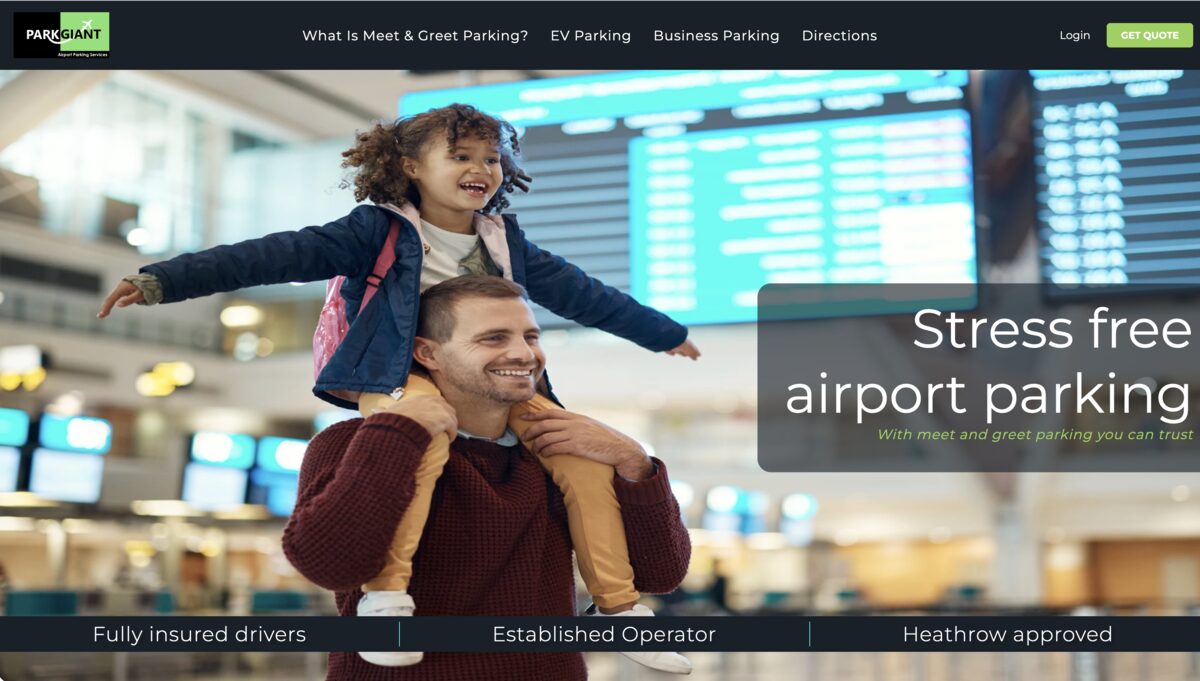 Park Giant airport parking website homepage