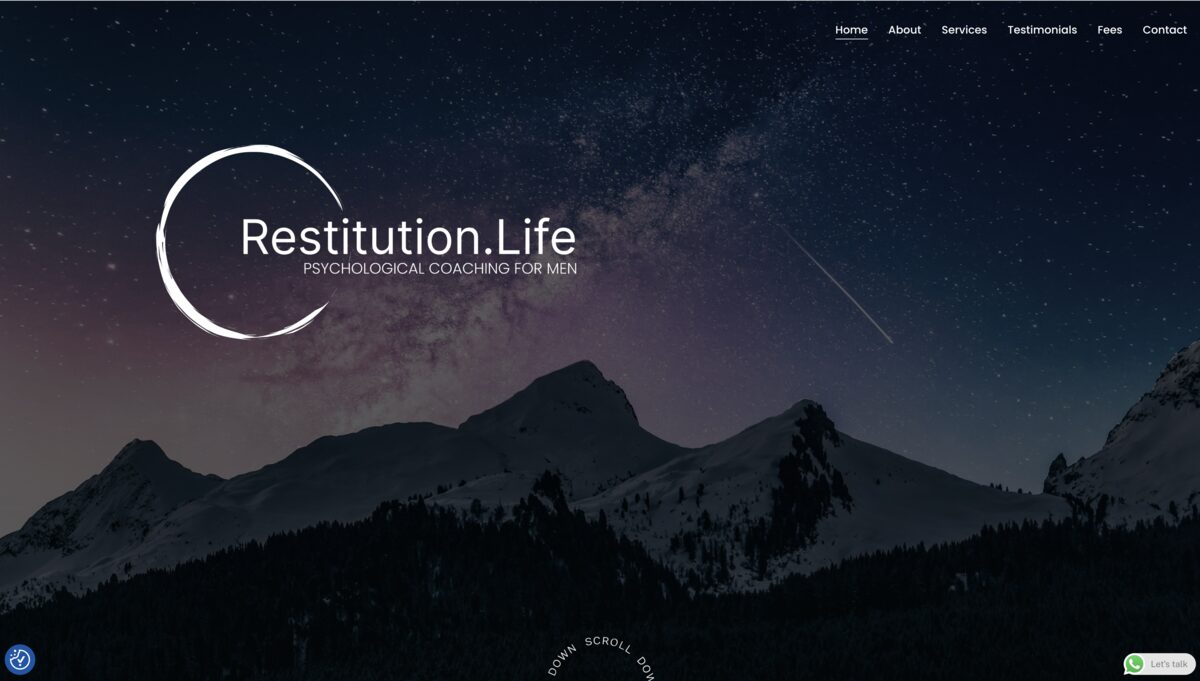 Restitution.Life website homepage