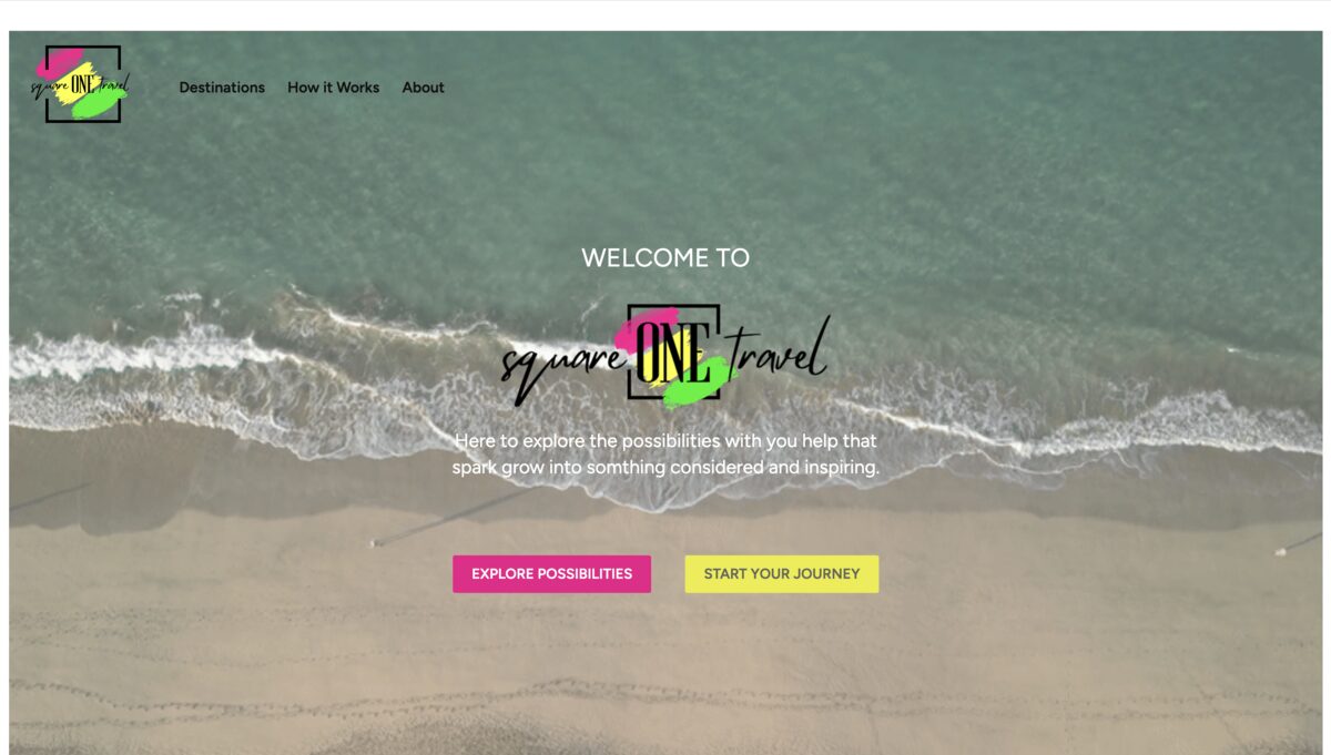 Square One Travel website homepage